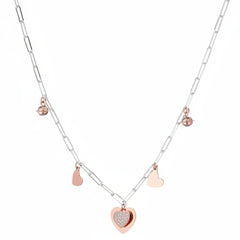 Marcello Pane Pepite Boules Necklace with Rosé Hearts