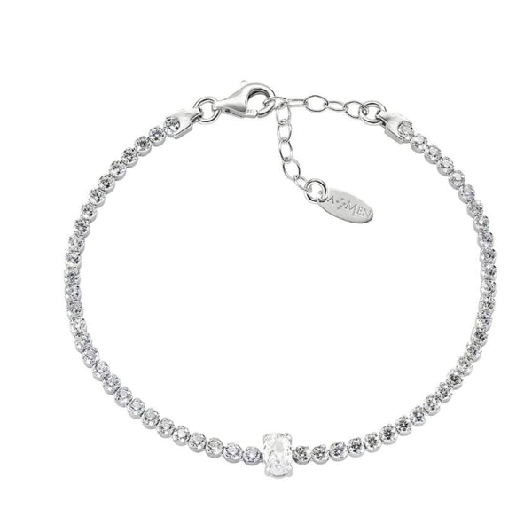Pulsera de tenis Amen con circonitas ovaladas