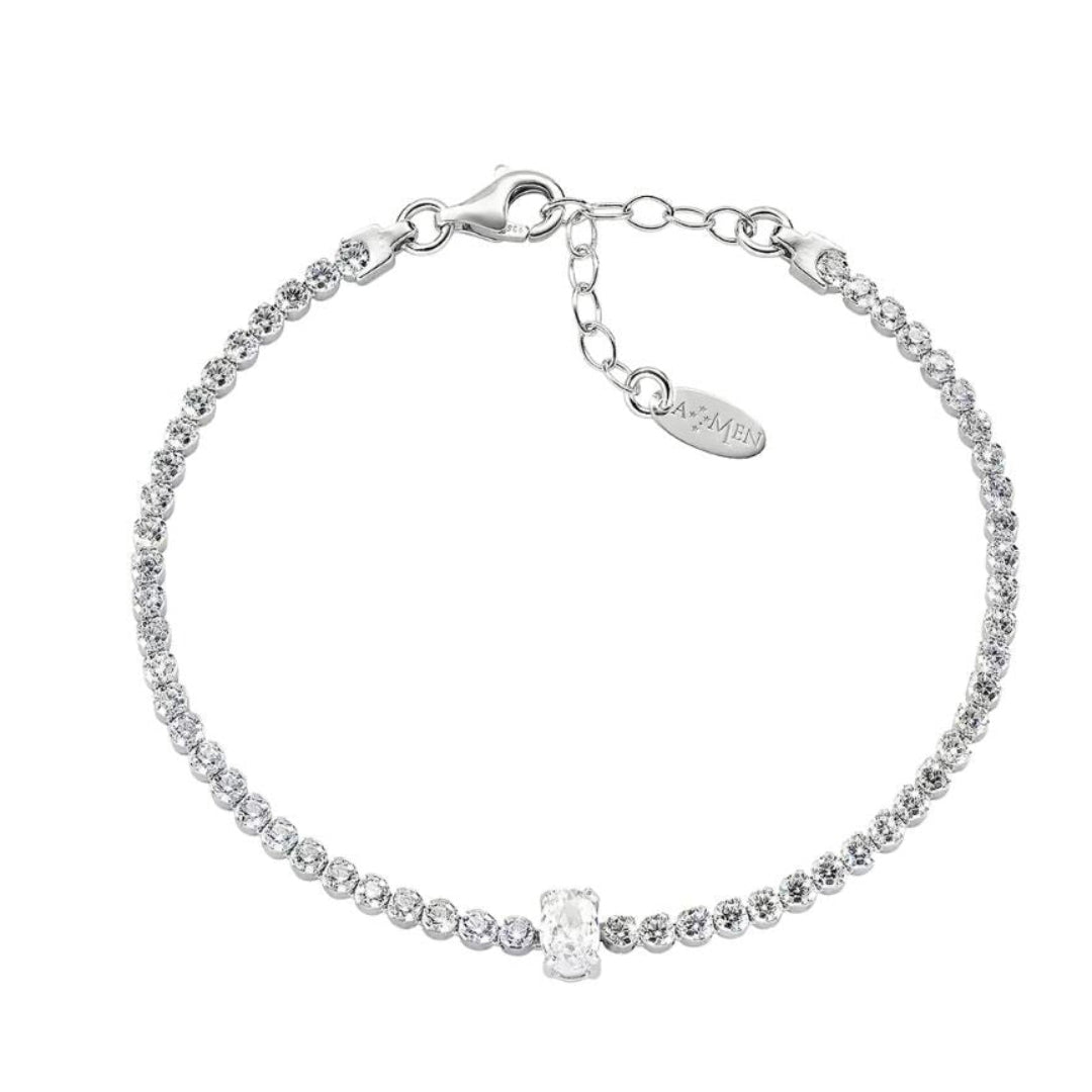 Amen Tennis Bracelet with Oval Zircon