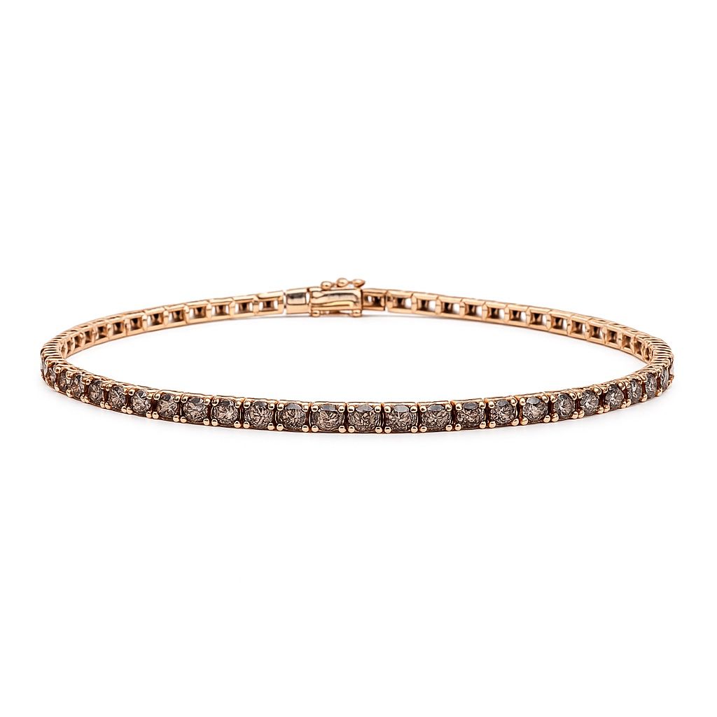 Davite&amp;Delucchi Rose Gold Tennis Bracelet with 1.65 ct Brown Diamonds