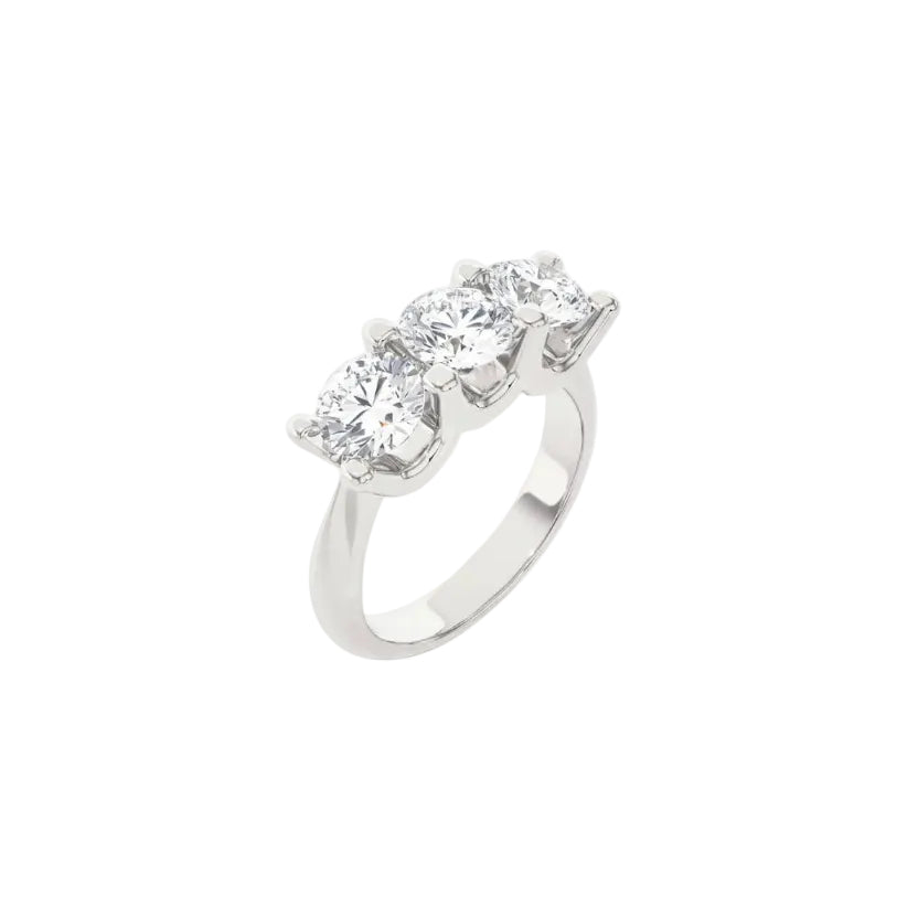 White Gold Trilogy Ring with Natural Diamonds