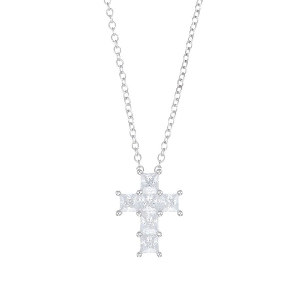 Collar Amén con Cruz de Circonita Blanca