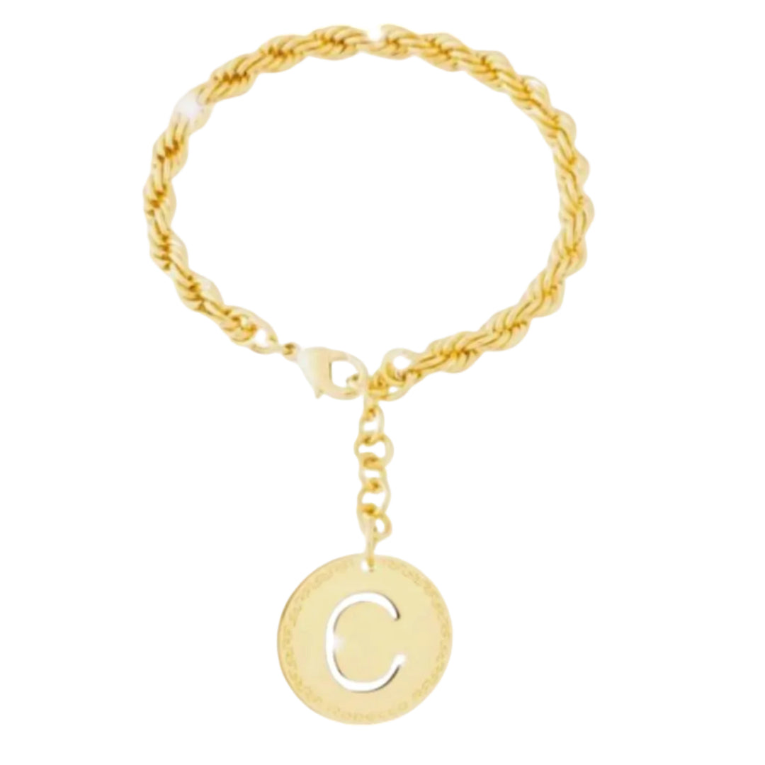 Pulsera de cordón dorado Rebecca MyWorld con inicial C