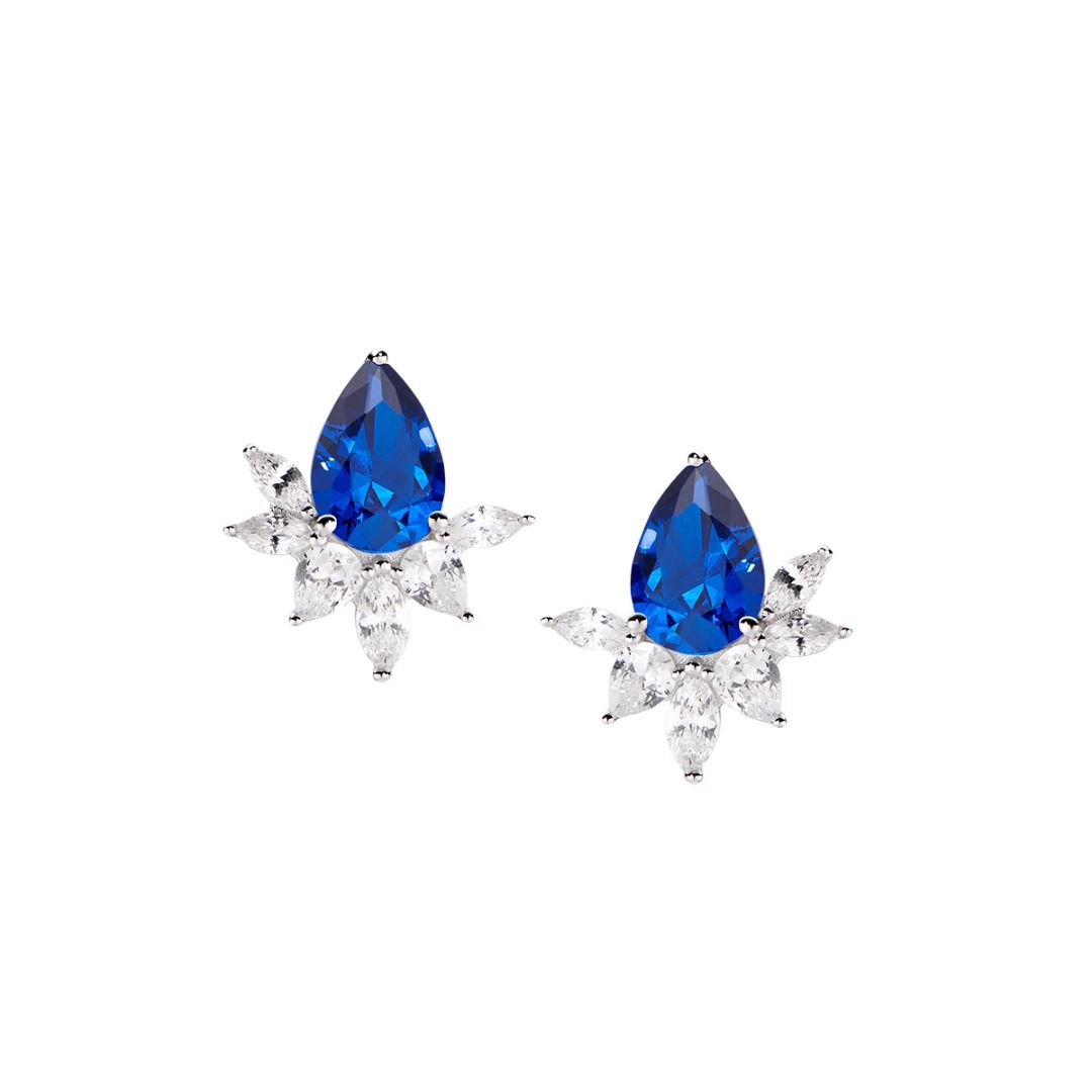 Pendientes Stardust con circonitas blancas y azules
