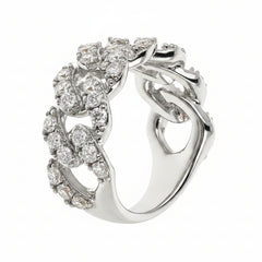 Anello Bronzallure A Fascia Catena Grumetta Squadrata Bianca Con Pavé Di Cubic Zirconia WSBZ02329W.WHI-CZ