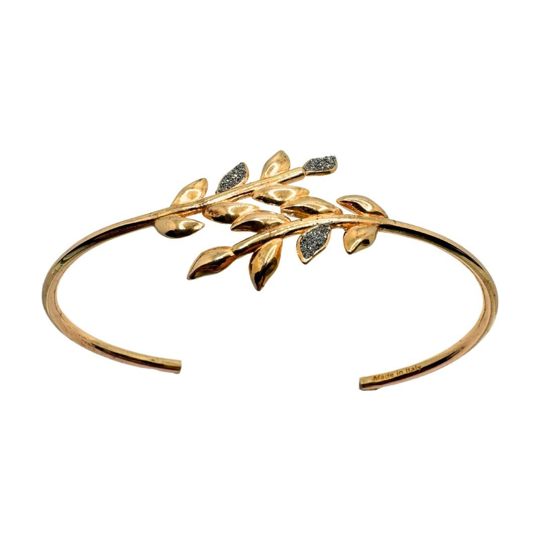 Pulsera de hojas de Rebecca Jolie en plata con polvo de diamante