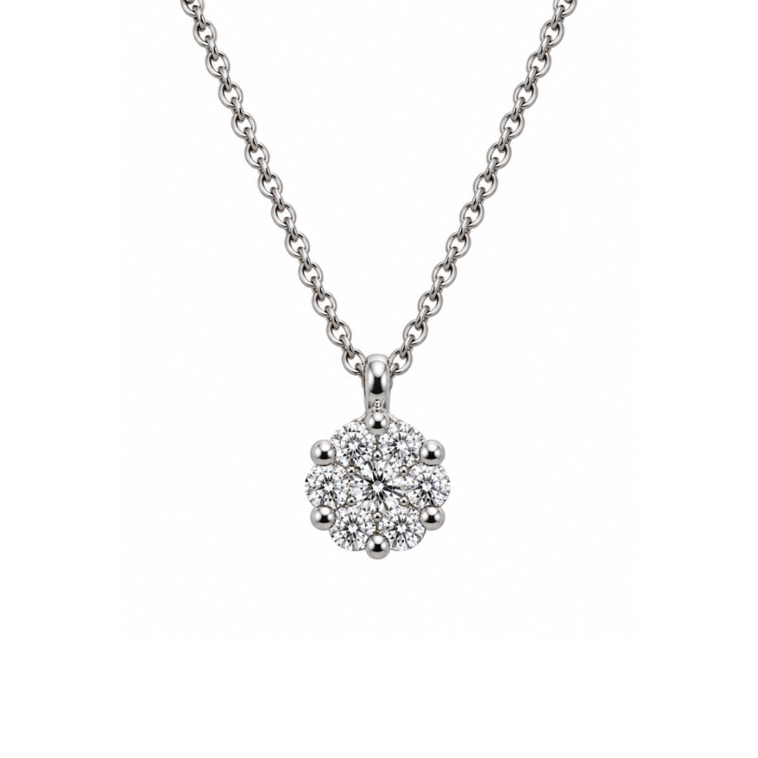 Collana Iannelli Handmade Fiore Magic in Oro Bianco 18 KT e Diamanti Naturali GF015