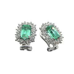 Mirco Visconti Clip-On Stud Earrings in White Gold, Diamonds, and Emeralds