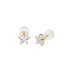 Stroili Bon Ton Star Lobe Earrings 9 KT Yellow Gold Cubic Zirconia 1418106
