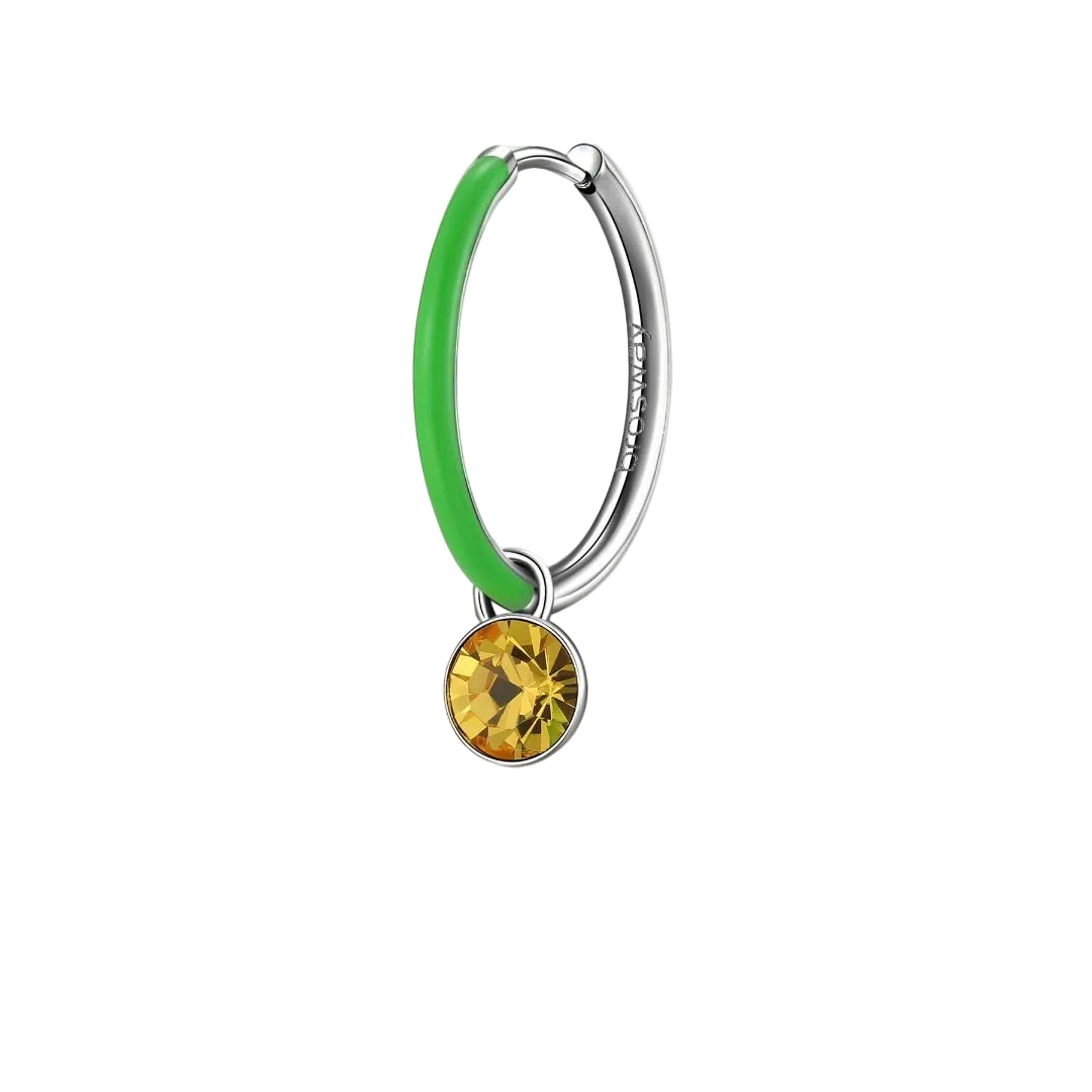 Mono Orecchino Brosway Symphonia Cerchio Dorato Con Smalto Verde BYM124