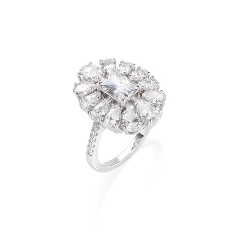 Anello Stardust A Fiore Con Zirconi