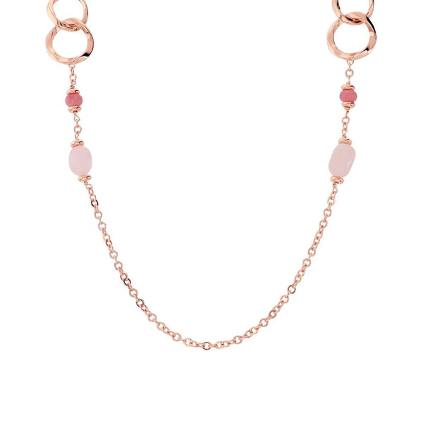 Collana Bronzallure Lunga con Maglie ad Anelli e Quarzite Rosa WSBZ02624.RQ