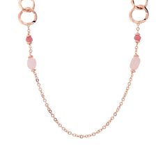 Collana Bronzallure Lunga con Maglie ad Anelli e Quarzite Rosa WSBZ02624.RQ