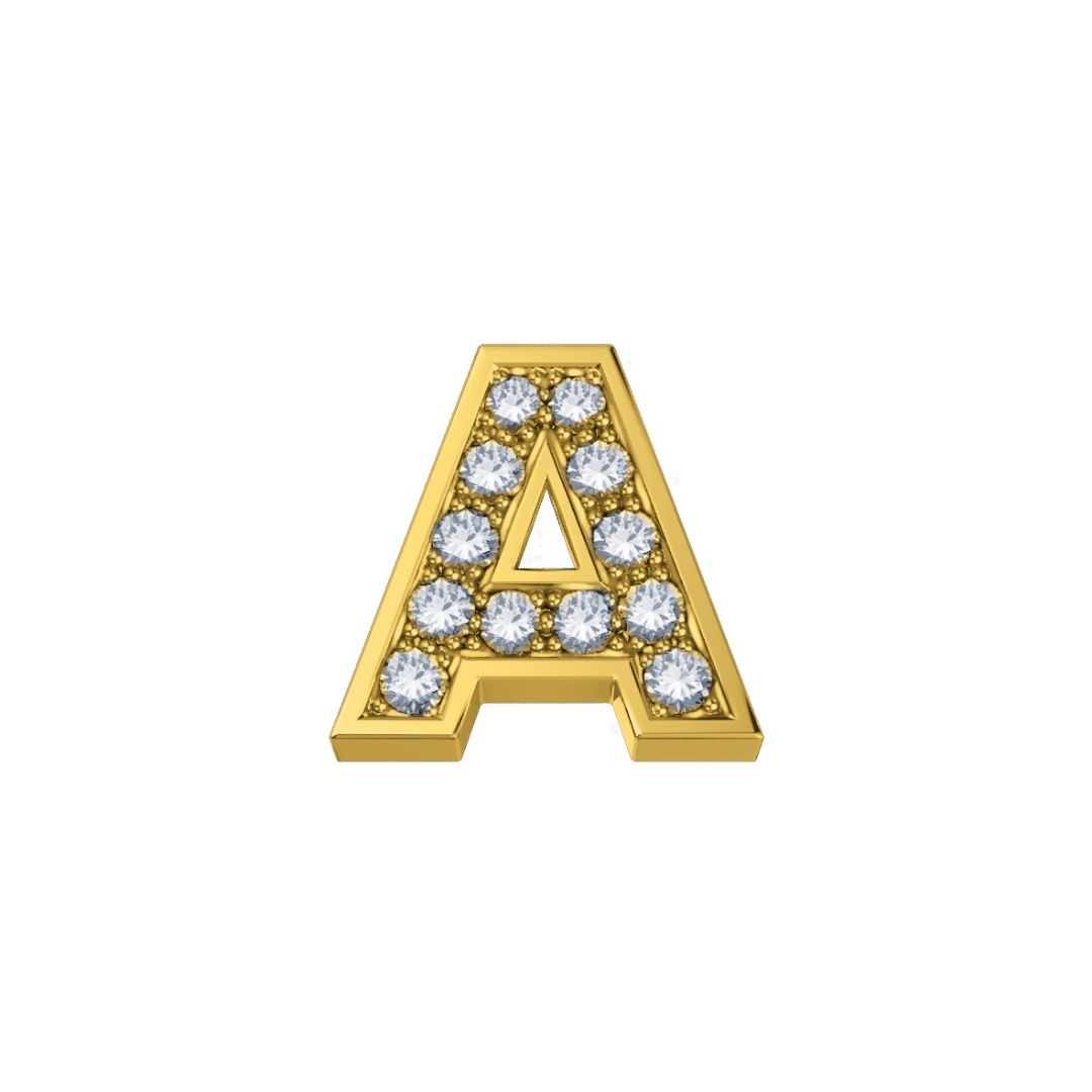 Lettera A Elements in Oro Giallo e Diamanti 0,02 ct