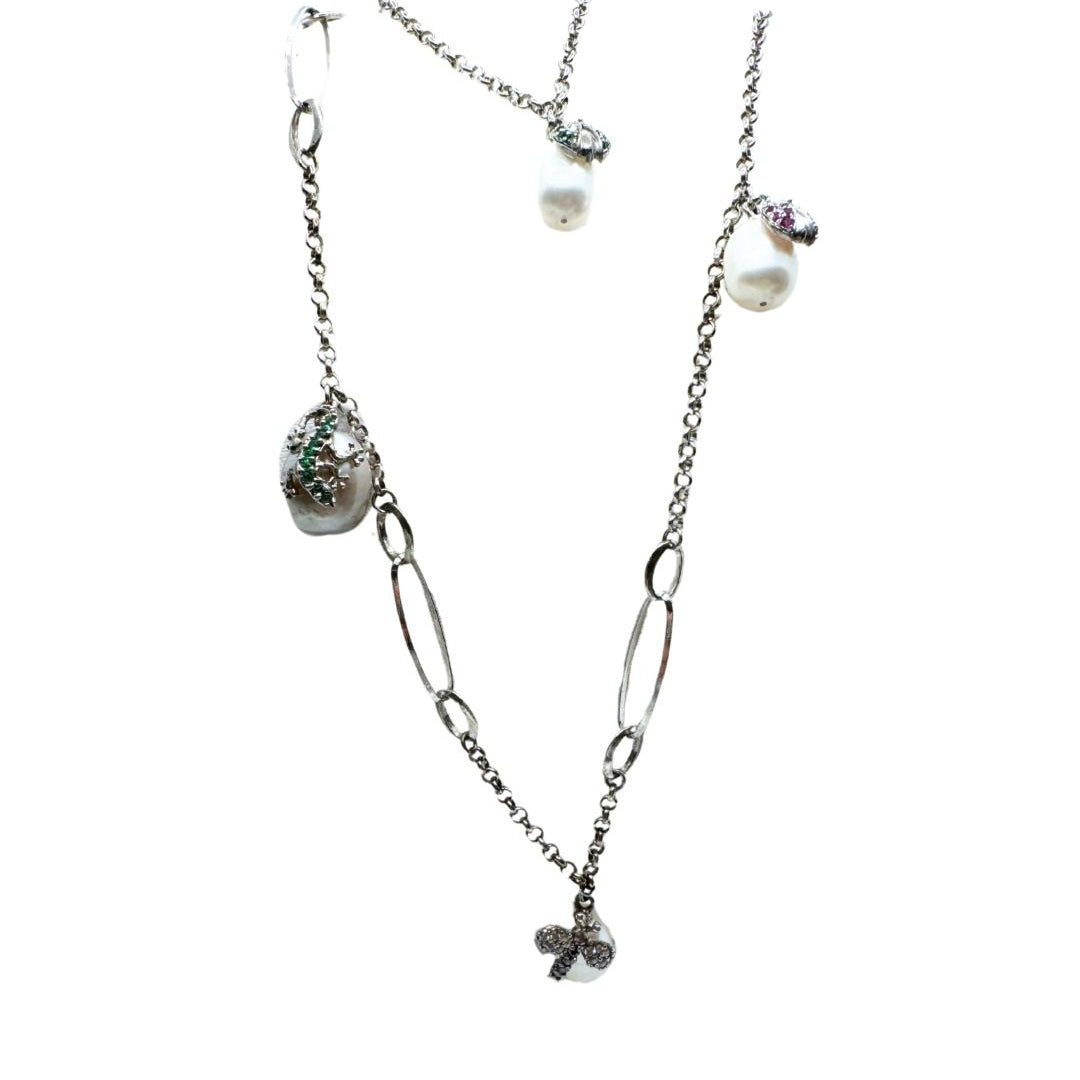 Fiorini Necklace in Silver with Pearls and Zircons