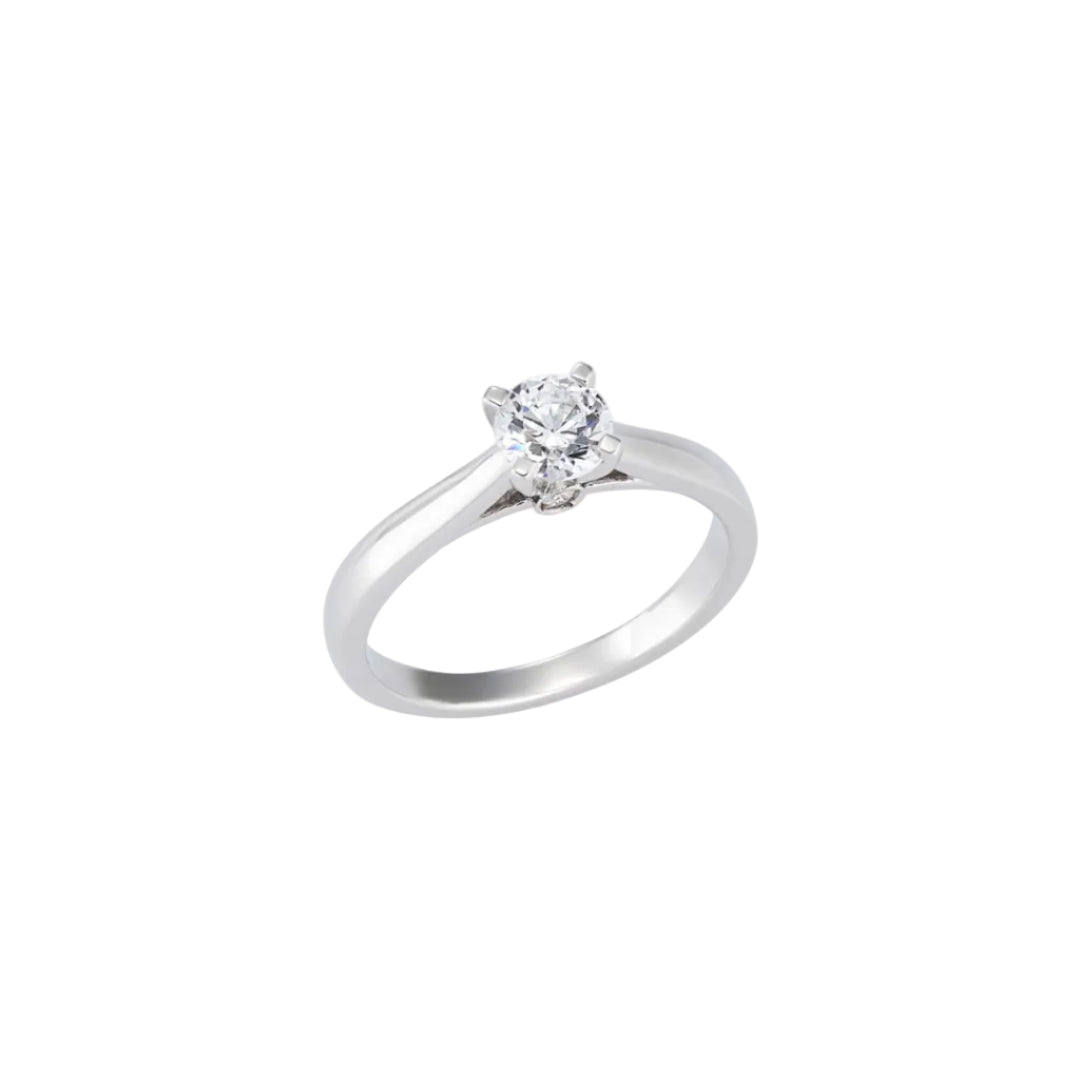Anello Solitario in Oro Bianco con Diamante Centrale Certificato IGI -