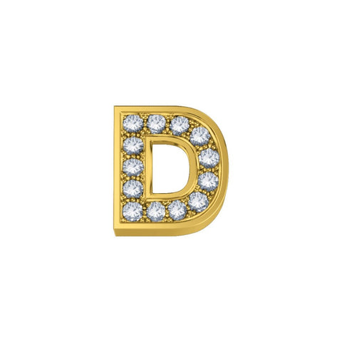 Lettera D Elements in Oro Giallo e Diamanti 0,02 ct