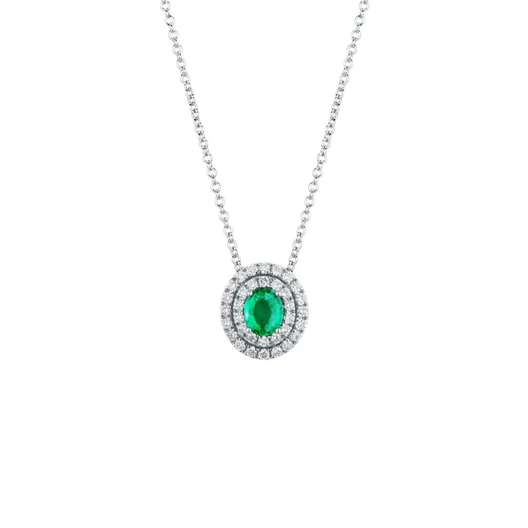 Mirco Visconti Necklace with Emerald and Double Row of Diamonds