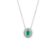Mirco Visconti Necklace with Emerald and Double Row of Diamonds