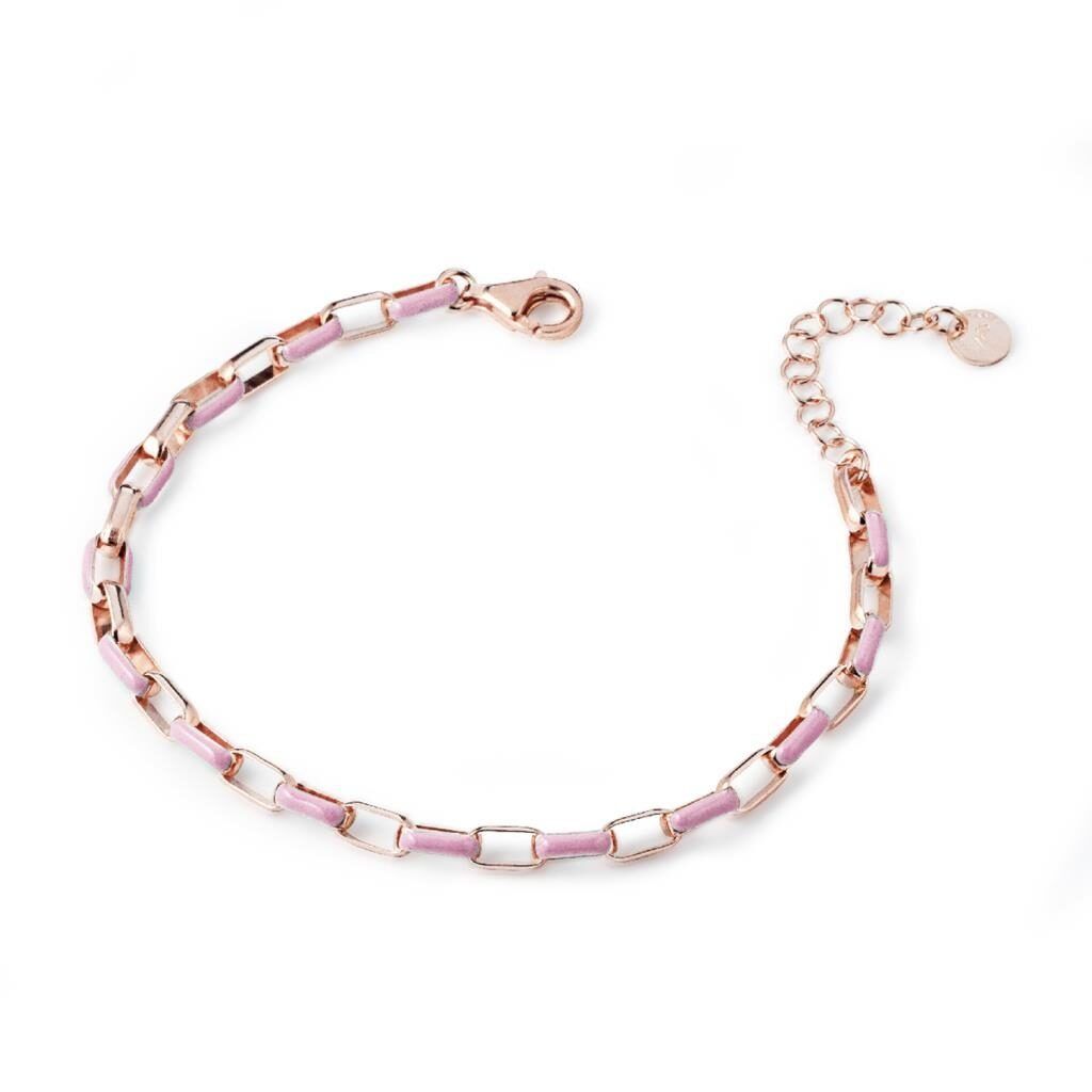 Marcello Pane Oval Link Bracelet in Rose Silver and Enamel