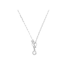 Bronzallure Necklace with Paper Chain with Pavé Letter and T-Bar Clasp