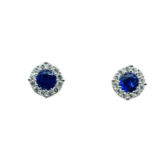 Orecchini a Lobo in Oro Bianco 18 KT con Zirconi Blu e Bianchi OR015
