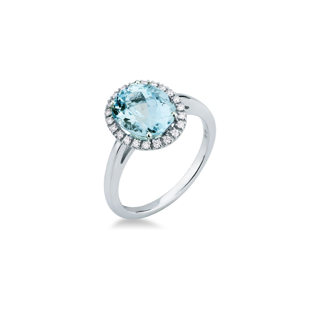Anello Mirco Visconti Con Acquamarina Taglio Ovale e Diamanti LF437/20ACO