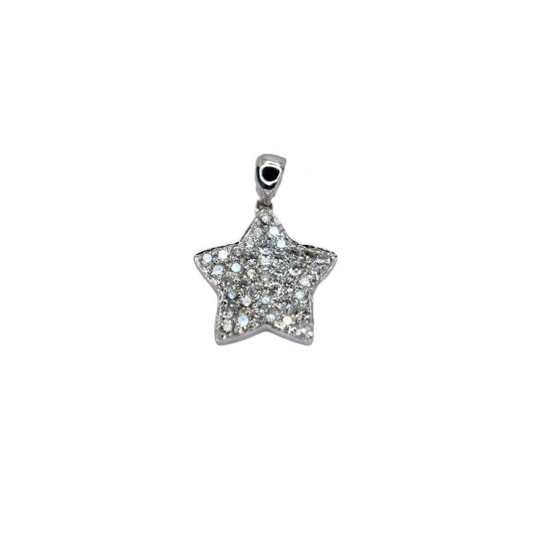 18KT White Gold Star Pendant with Diamonds