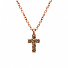 Collana Iannelli Croce in Oro Rosa 18 KT e Diamanti Brown M82A200