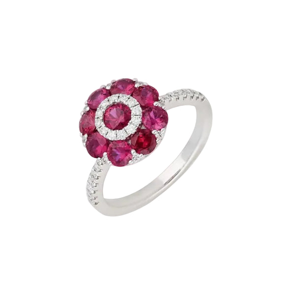 Anello Giorgio Visconti in oro bianco con Rubini naturali e diamanti ABX15790R