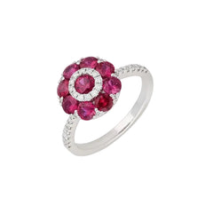 Anillo de oro blanco de Giorgio Visconti con rubíes naturales y diamantes