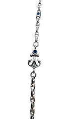Collana Zancan da Uomo in Oro Bianco con Ancora con Zaffiri e Diamanti