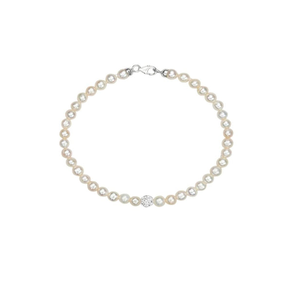 Bracciale Stroili Gabrielle Oro Bianco 9 KT Perla D'Acqua Dolce 4/4,5 mm E Cristallo Bianco 1413454