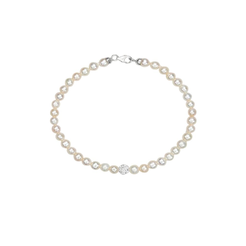 Bracciale Stroili Gabrielle Oro Bianco 9 KT Perla D'Acqua Dolce 4/4,5 mm E Cristallo Bianco 1413454