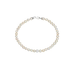 Bracciale Stroili Gabrielle Oro Bianco 9 KT Perla D'Acqua Dolce 4/4,5 mm E Cristallo Bianco 1413454