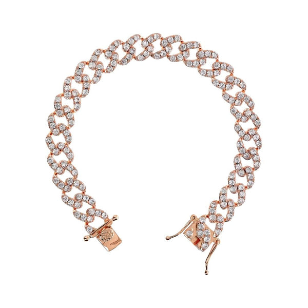 Bronzallure Square Curb Chain Bracelet with Cubic Zirconia Pavé