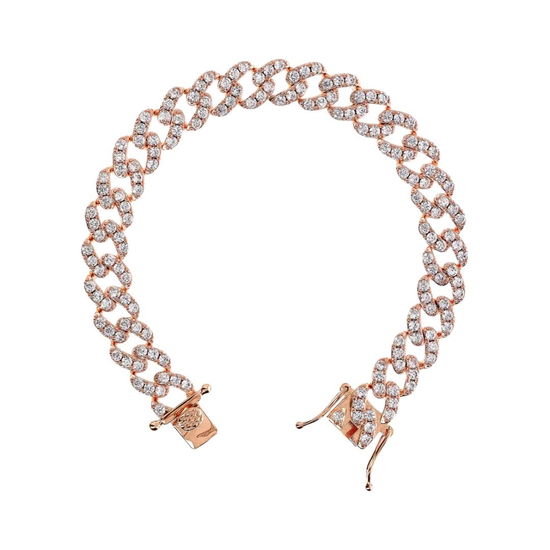 Pulsera Bronzallure de cadena cuadrada con pavé de circonitas cúbicas