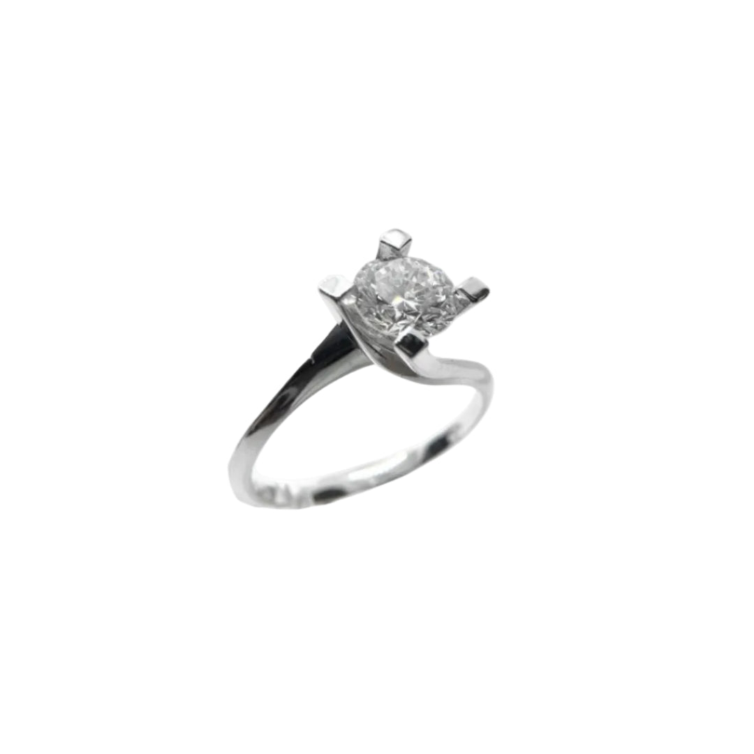 Anillo solitario Contrarié en oro blanco con diamante de 0,70 ct
