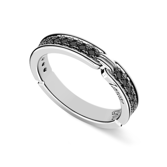 Anello Zancan Uomo in Argento con Pietre nere