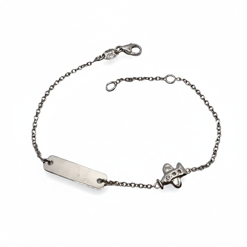Bracciale Bimbo in Oro Bianco con Aereo BR001