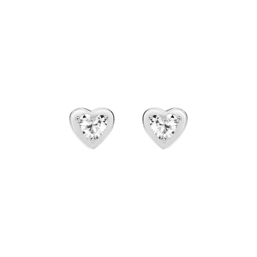 Orecchini Stroili Lobo Bon Ton Cuori In Oro Bianco 9 KT e Zirconi 1400957