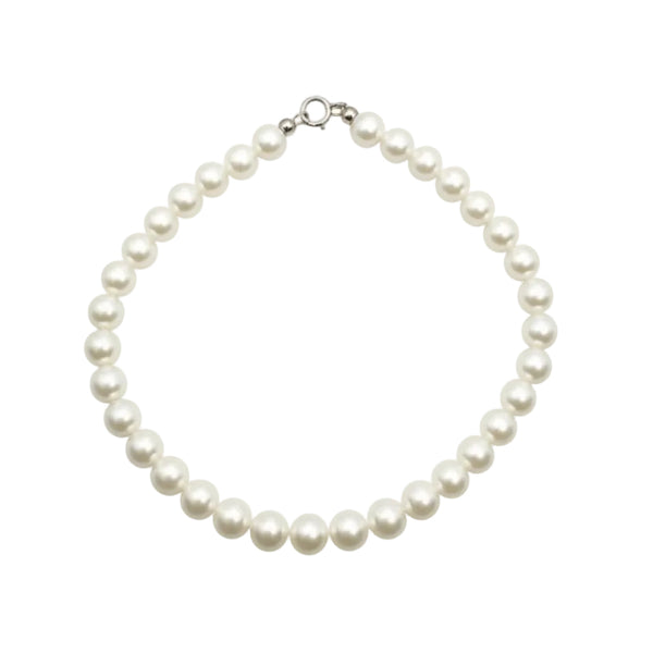 Bracciale con Perle d'Acqua Dolce con Moschettone in Oro Bianco -