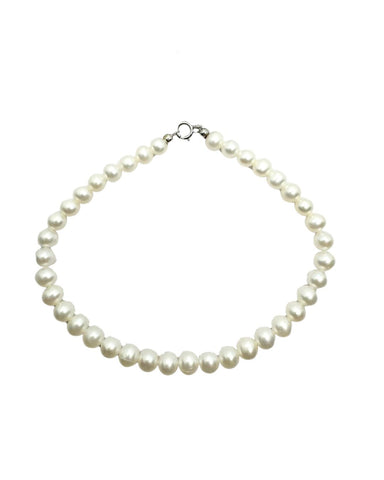 Bracciale con Perle d'Acqua Dolce con Moschettone in Oro Bianco