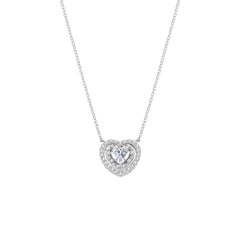 Amen Batticuore Necklace with White Zircon in 925 Silver -