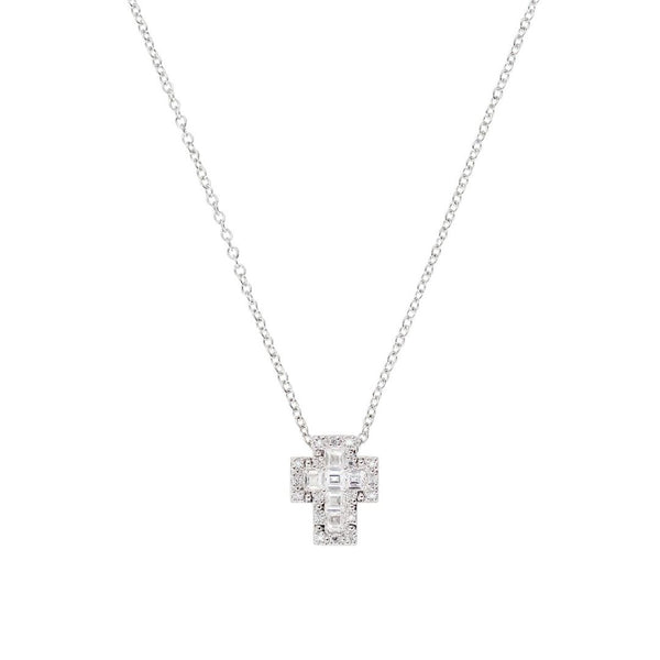 Collana Amen Mini Con Croce Con Zirconi Bianchi CLCRREBBBZ3