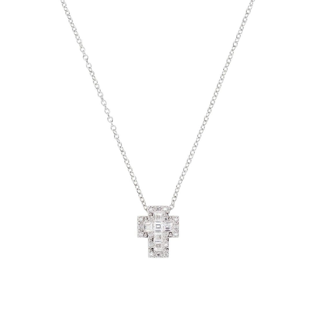 Collana Amen Mini Con Croce Con Zirconi Bianchi CLCRREBBBZ3