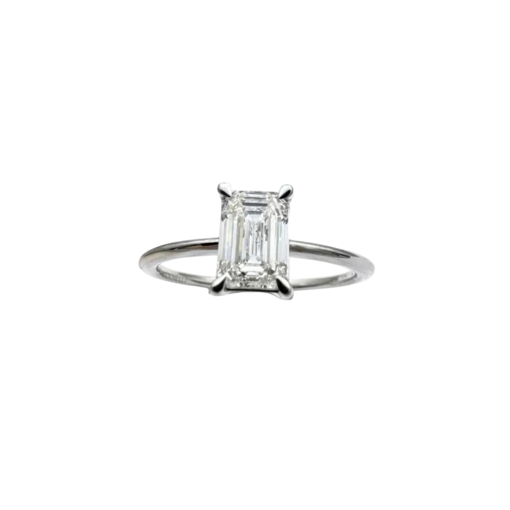 Anello in Oro Bianco 18 KT con Diamante Taglio Ottagonale ct. 1,01 ANXSM1