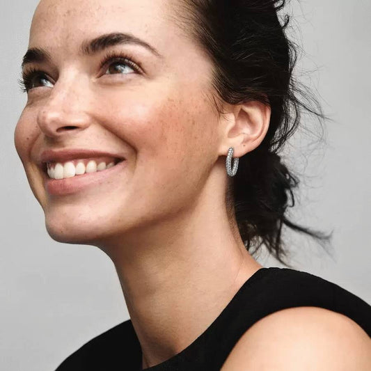 Orecchini Pandora Cerchi Pavè Fascia Singola