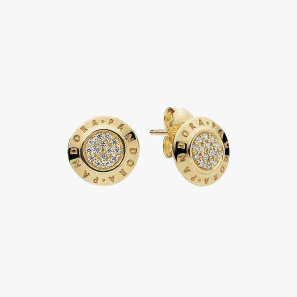 Orecchini Pandora Dorati Pavè Logo 268664C01