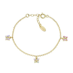 Pulsera Amén para Niñas con Colgante de Mariposas Esmaltadas en Rosa, Azul y Glicina